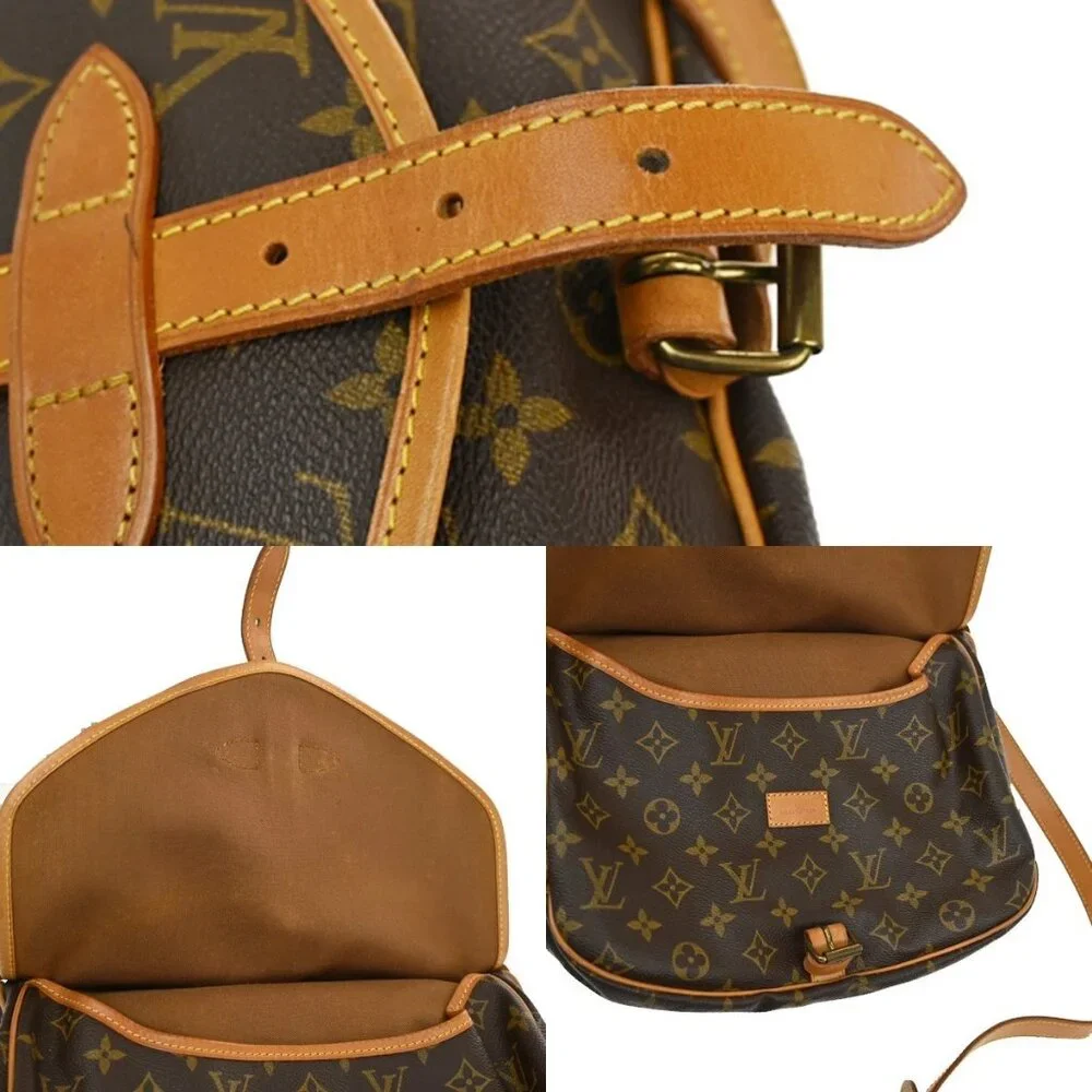 LOUIS VUITTON Logo Saumur 30 Shoulder Bag Monogram Leather Brown M42256 16KB413